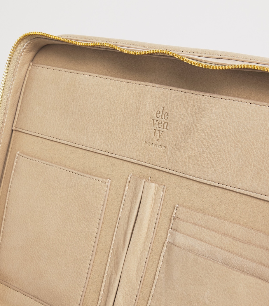 Canvas Leather-Detail Briefcase GRIGIO ARGILLA Image 4
