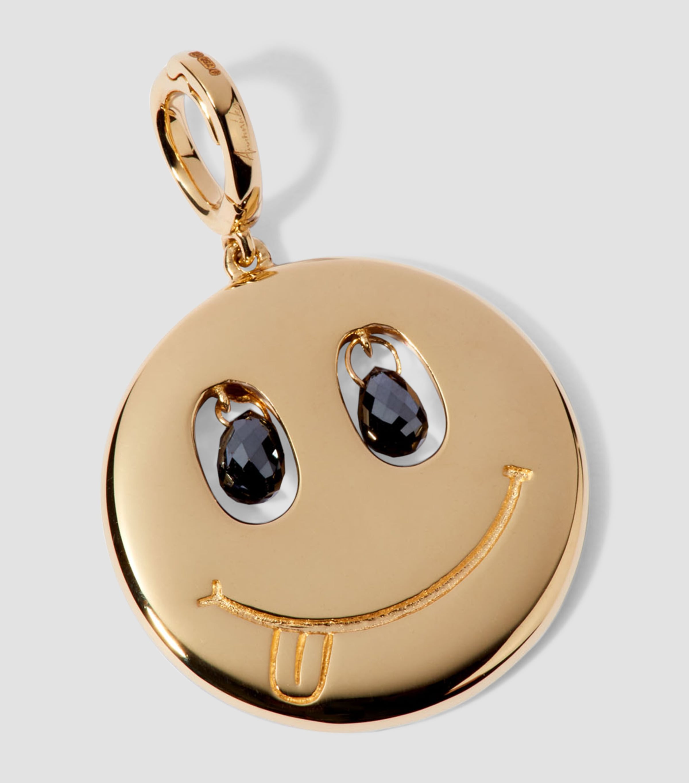 Yellow Gold, Diamond and Sapphire Mythology Happy Face Charm YELLOW GOLD Image 2