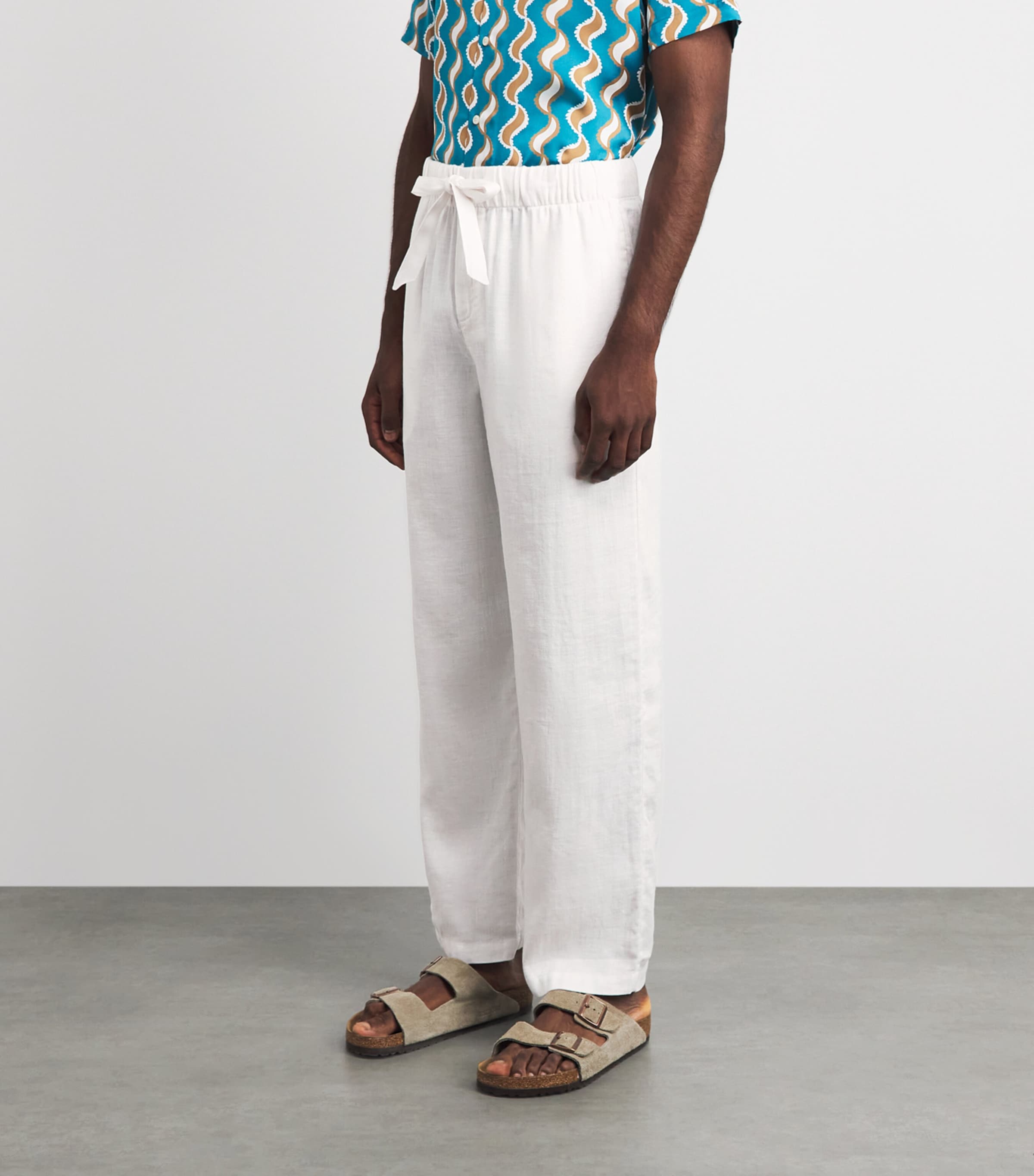 Frescobol Carioca Mens Cotton-Linen Luan Chinos White Image 4
