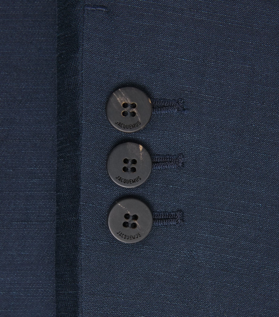 Jacquemus Mens Linen-Blend Melo Blazer Dark Navy/ Image 6