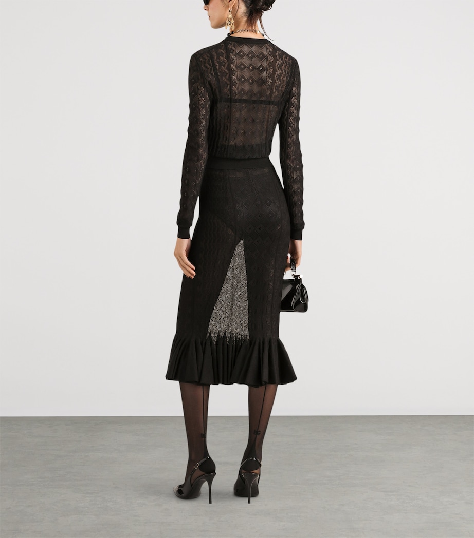 Dolce&Gabbana Womens Lace-Effect Sweater Black Image 3