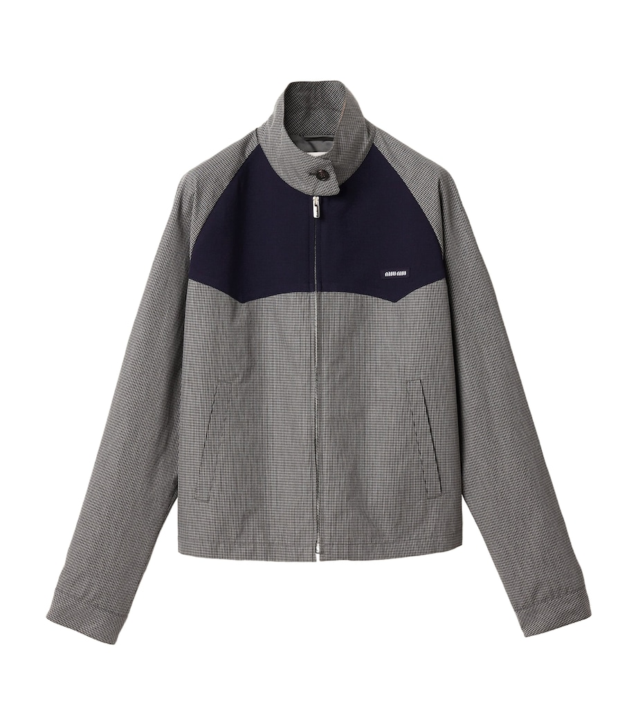 Miu Miu Womens Cotton Gingham Check Jacket Grey Image 1