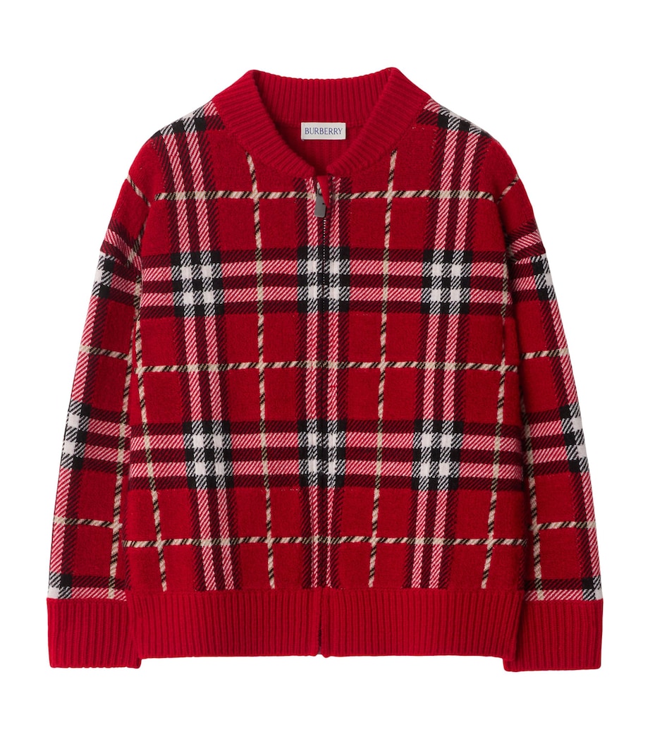 Wool Check Bomber Jacket (3-12 Years) POPPY RED IP CHECK Image 1
