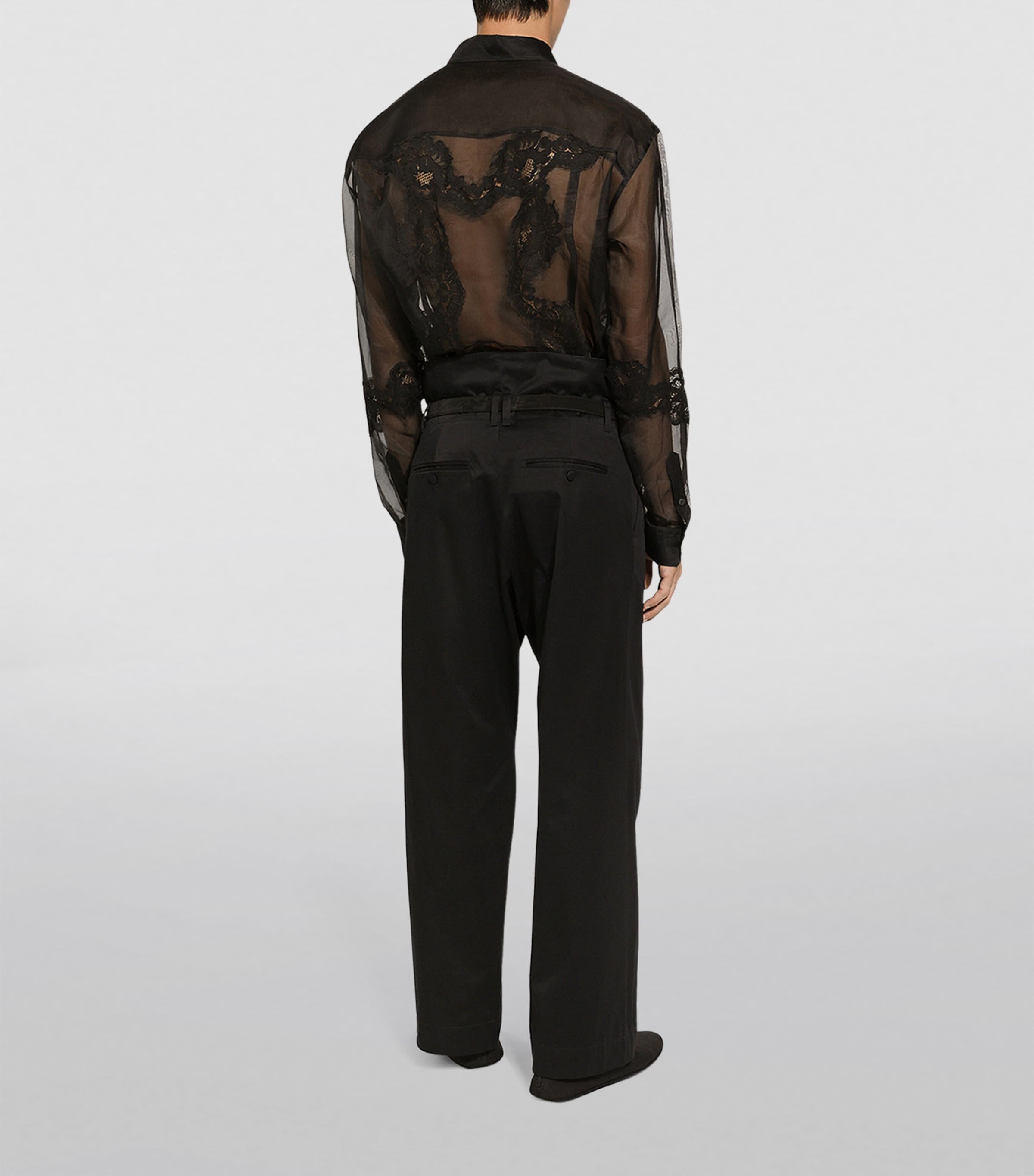 Lace-Trim Shirt N0000-BLACK Image 3