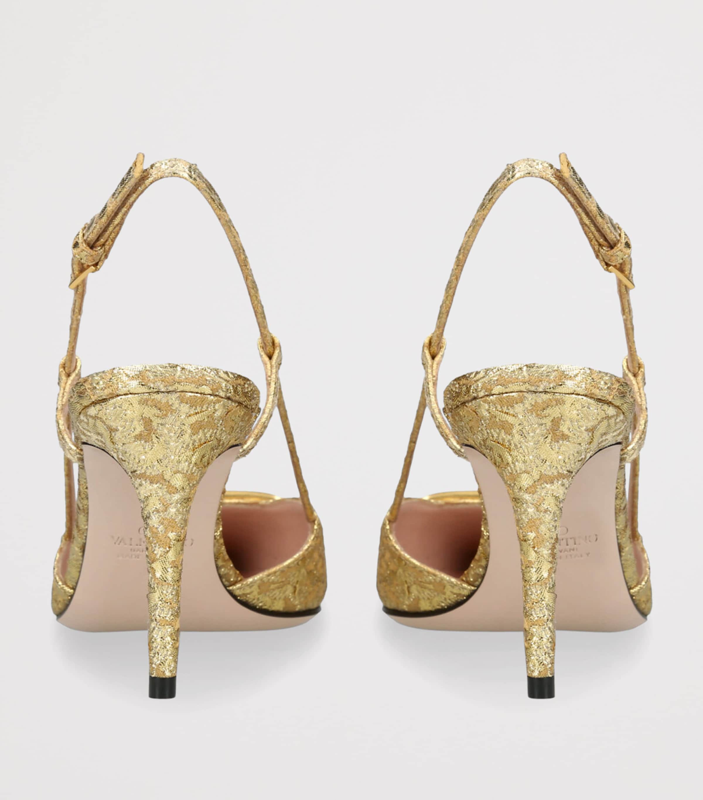 Jacquard VLogo Slingback Pumps 80 GOLD Image 2