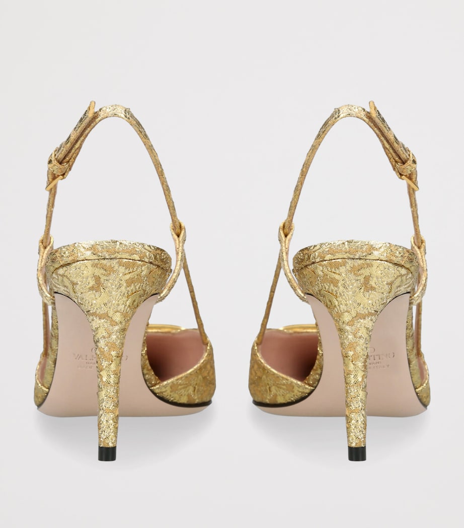 Jacquard VLogo Slingback Pumps 80 GOLD Image 2