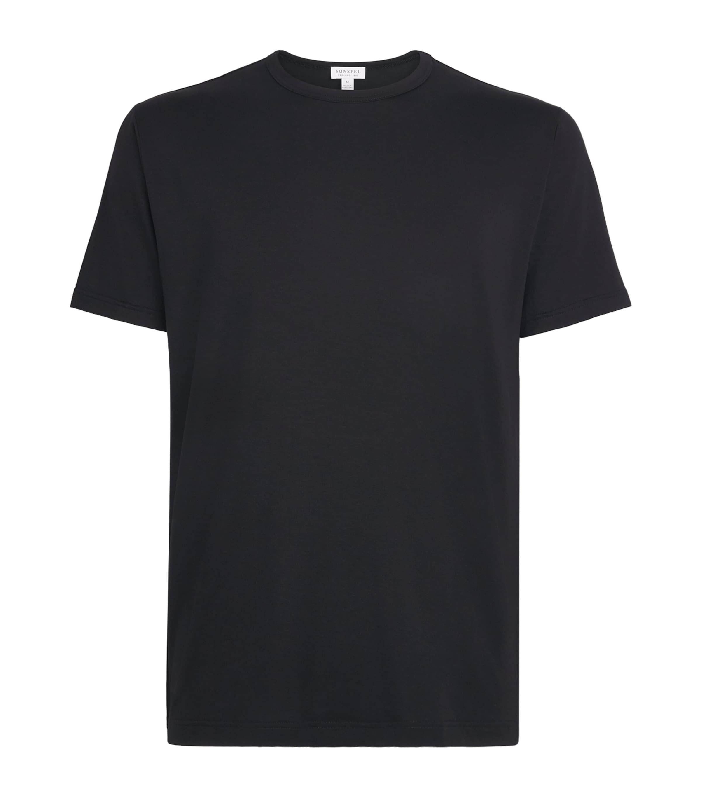 Sunspel Mens Stretch-Tencel T-Shirt Bkaa Black Image 1