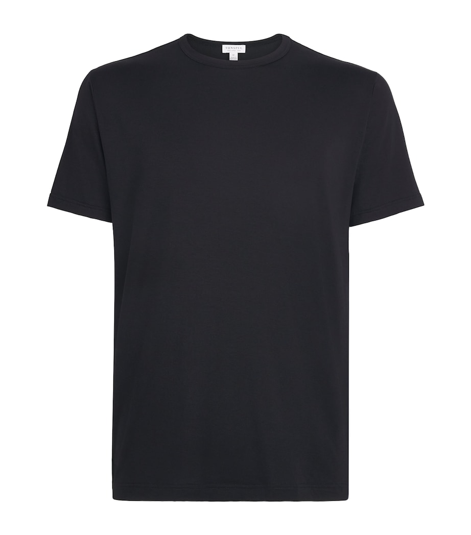 Sunspel Mens Stretch-Tencel T-Shirt Bkaa Black Image 1
