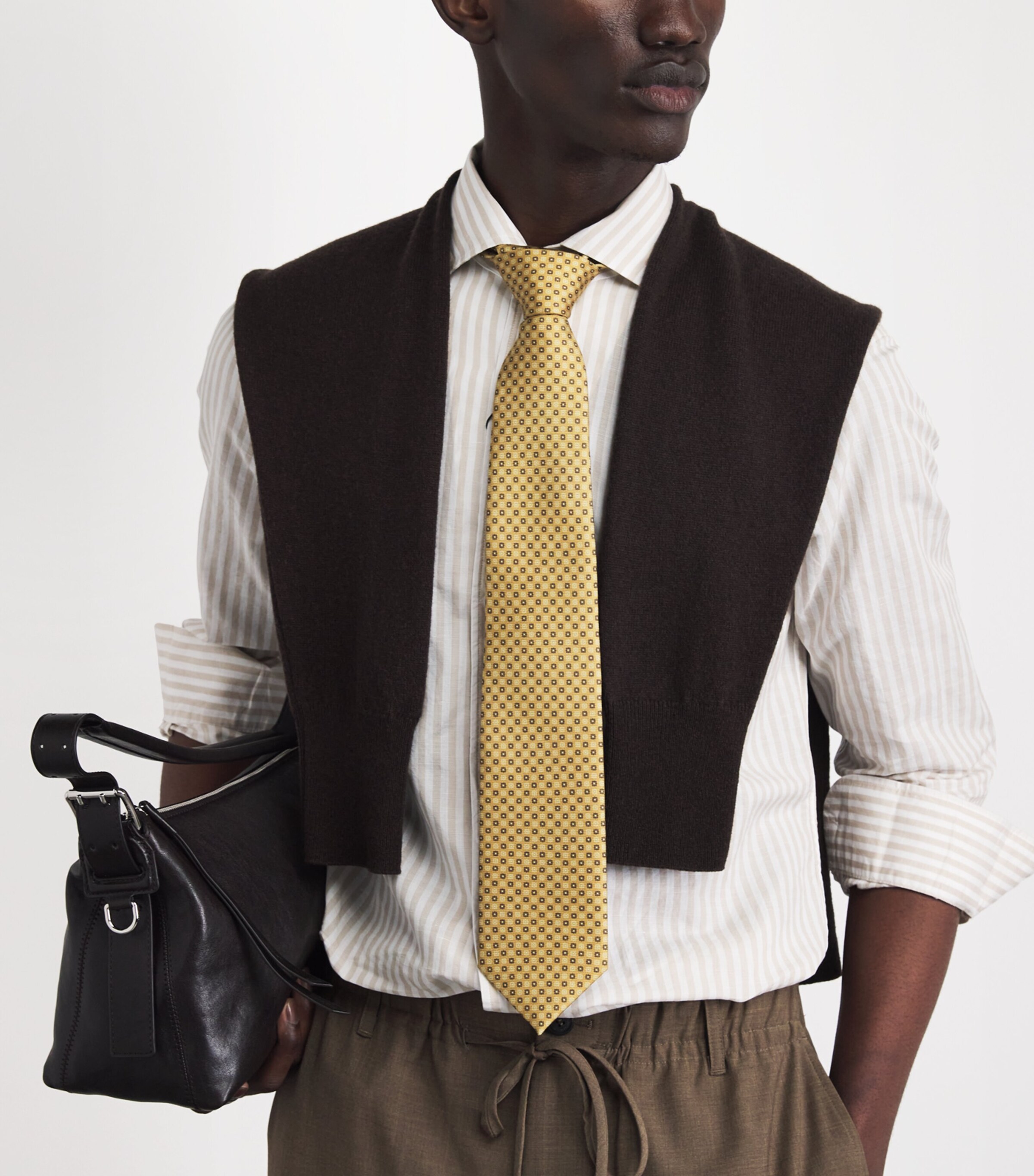 Silk Micro Madras Pattern Tie 034 NATURAL / BEIGE Image 2