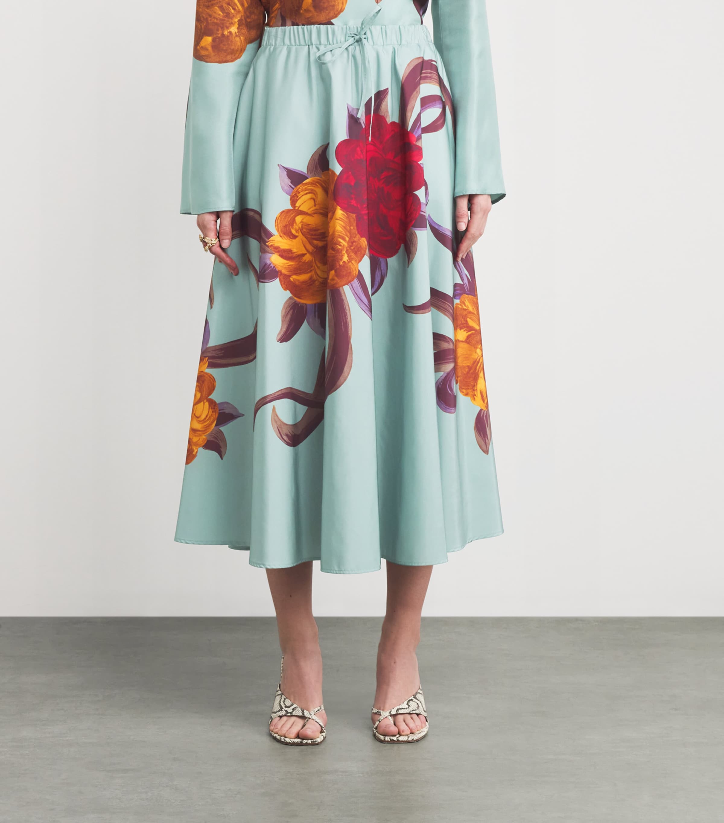 Floral Drawstring Midi Skirt BU01PEONY PLACEE Image 3