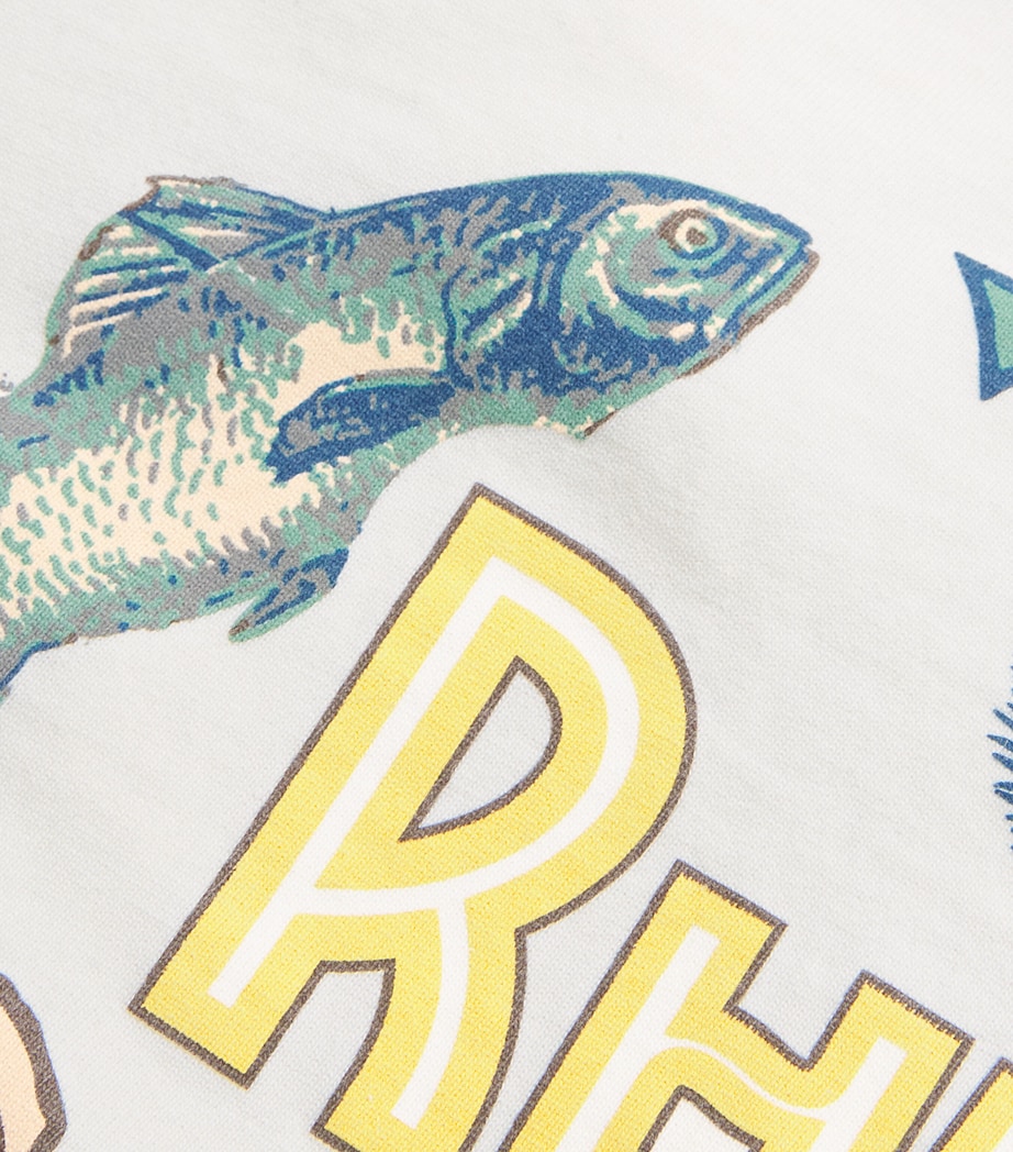 Rhude Mens Cotton Logo Sardines T-Shirt Vtg White Image 5