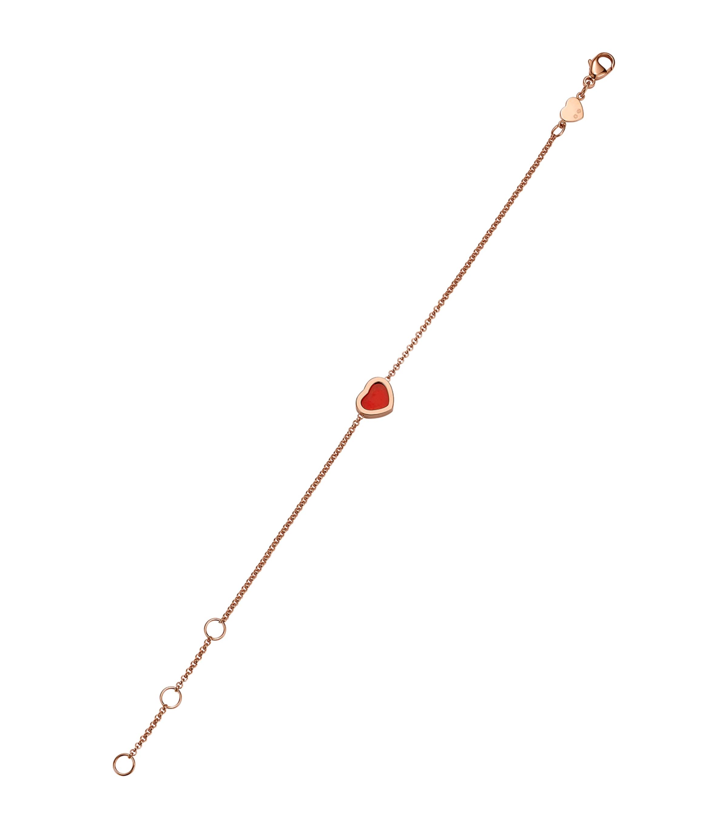 Rose Gold and Carnelian My Happy Hearts Bracelet 18K ROSE GOLD Image 4