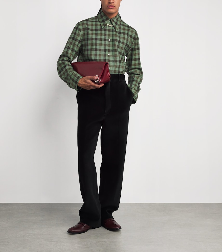 Wool-Silk-Linen Check Shirt PLANTAIN Image 2