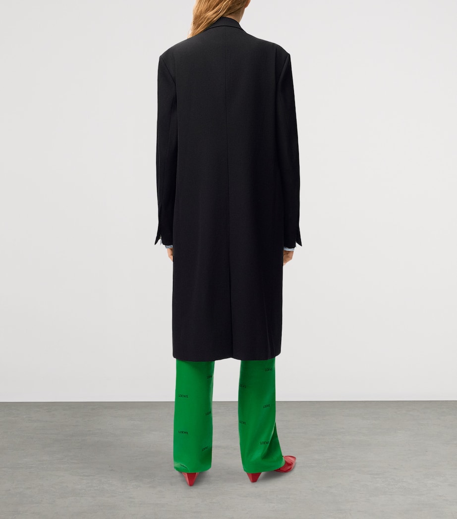 LOEWE Womens Wool-Blend Layered-Cuff Coat Dark Navy Image 4