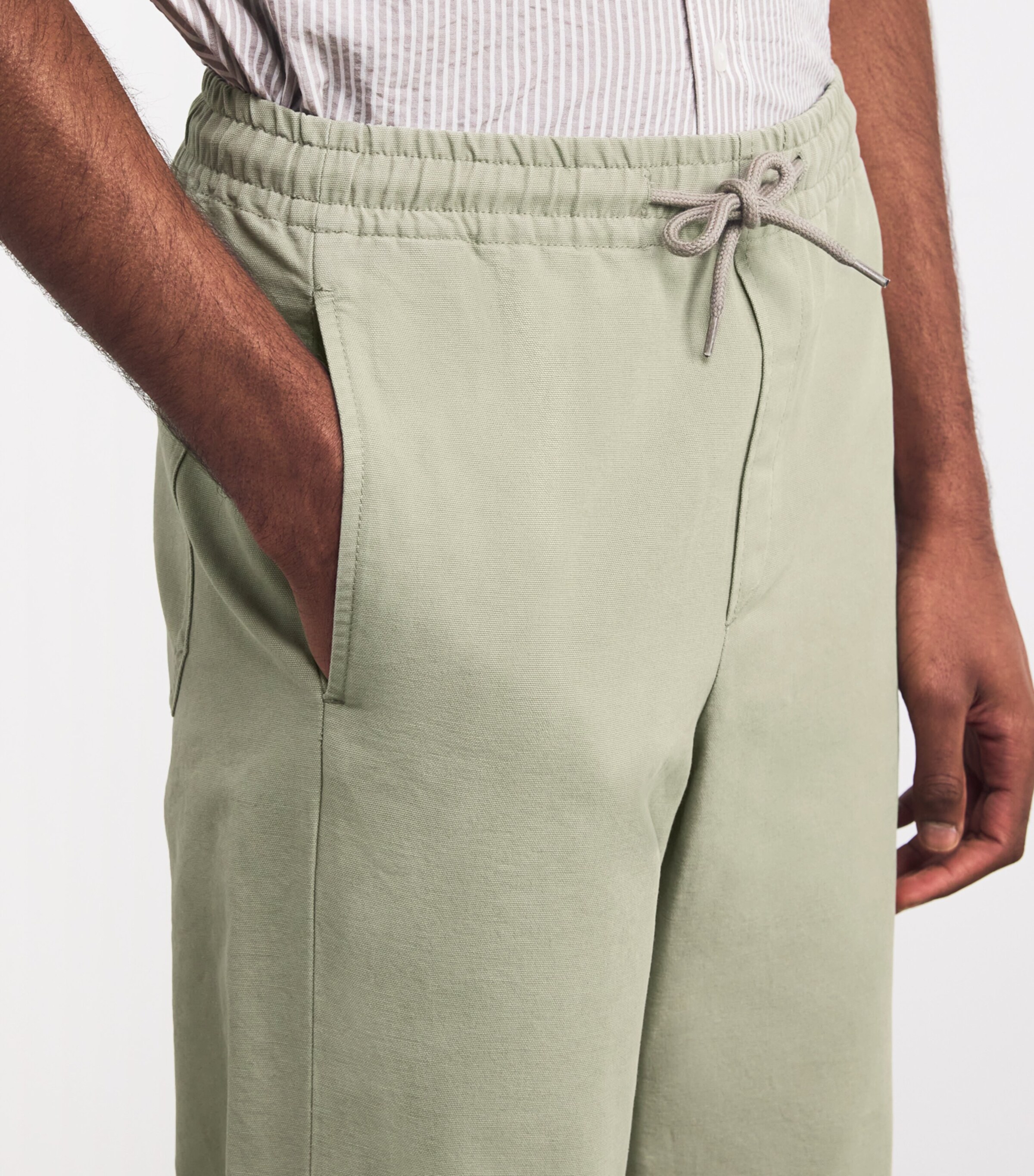 Cotton Drawstring Vincent Trousers KAE GRAY GREEN Image 6