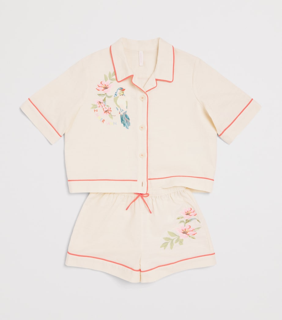 Zimmermann Kids Cotton Embroidered Aster Shirt (2-12 Years) Ivory Image 3