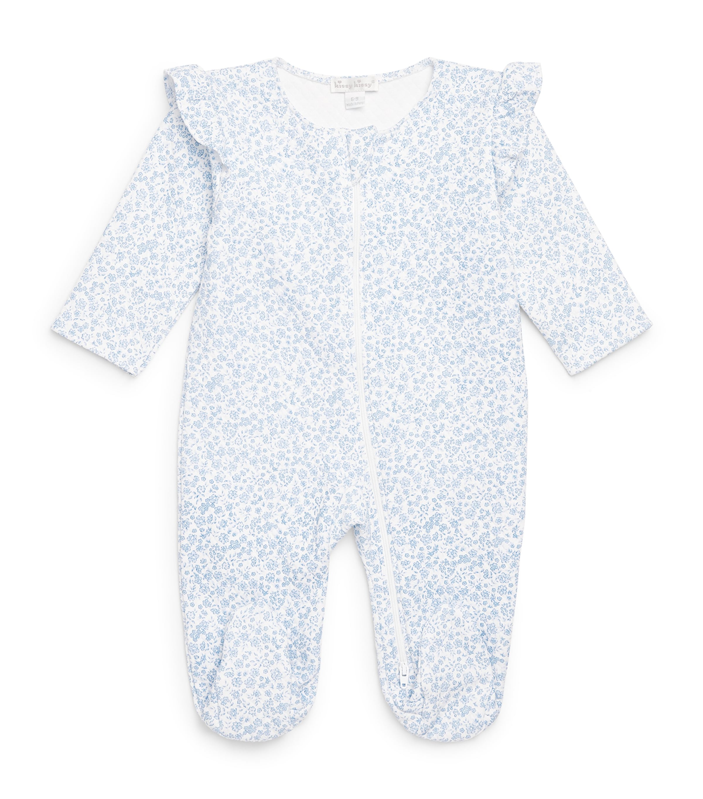 Kissy Kissy Pima Cotton Floral All-in-One (0-9 Months) Light Blue Image 1