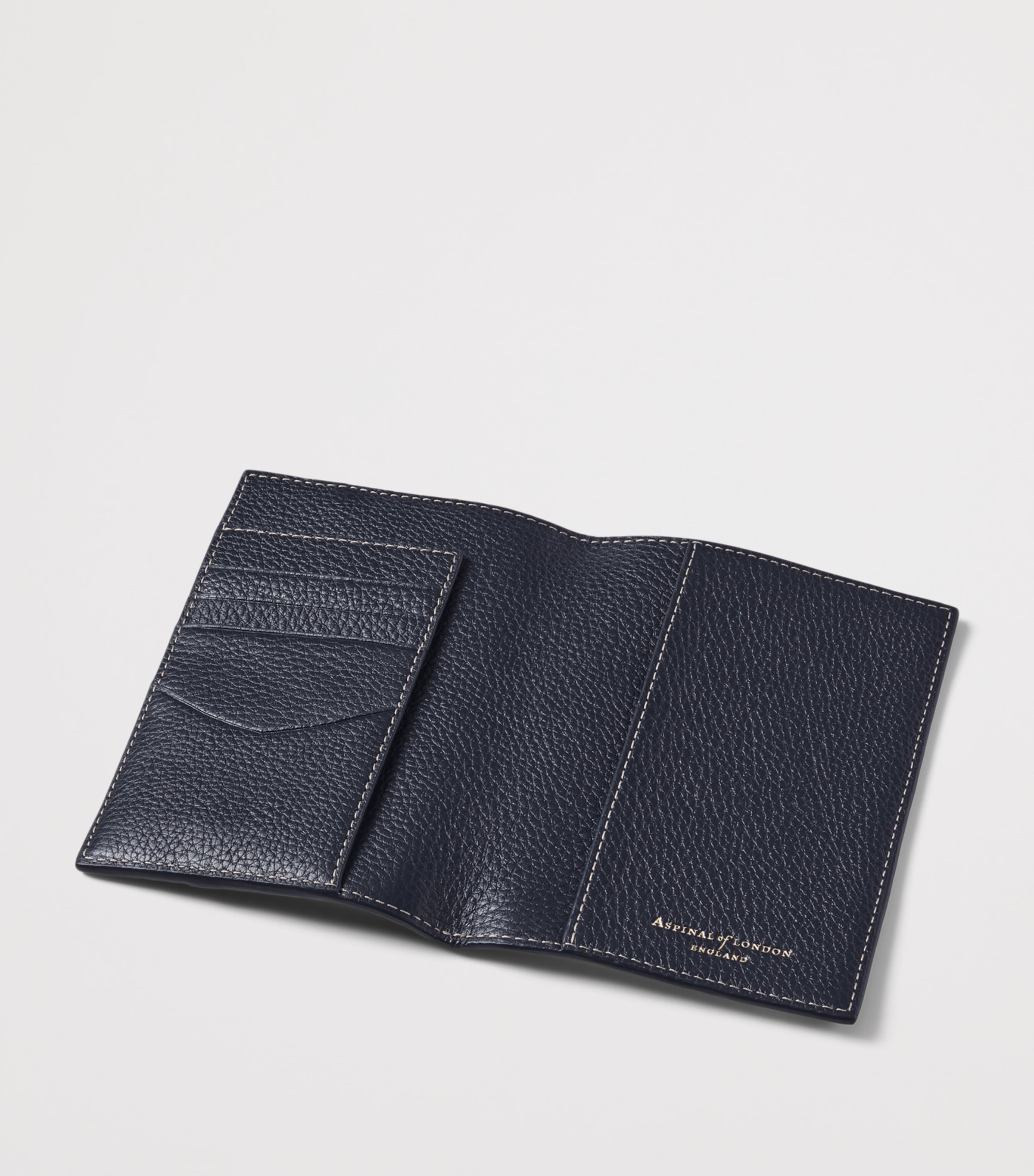 Aspinal Of London Leather Hudson Passport Cover Navy Image 4