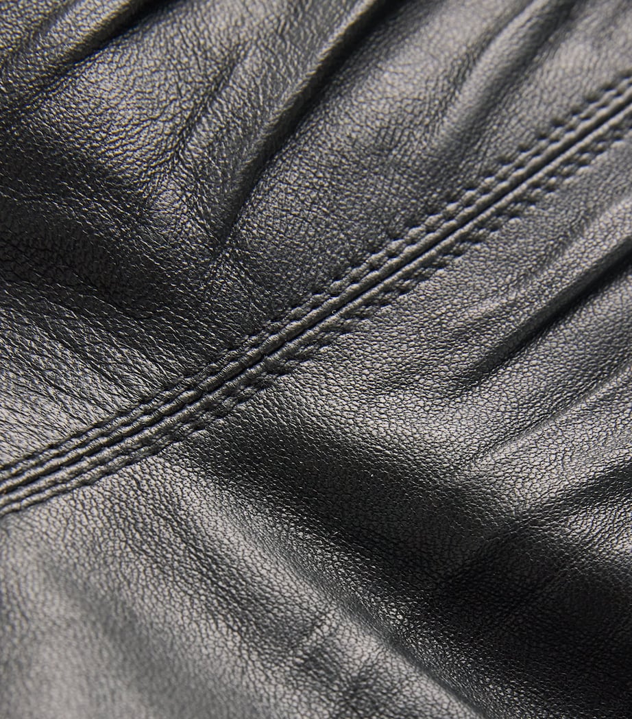 Wool-Panel Hollywood Leather Jacket 09 BLACK Image 5