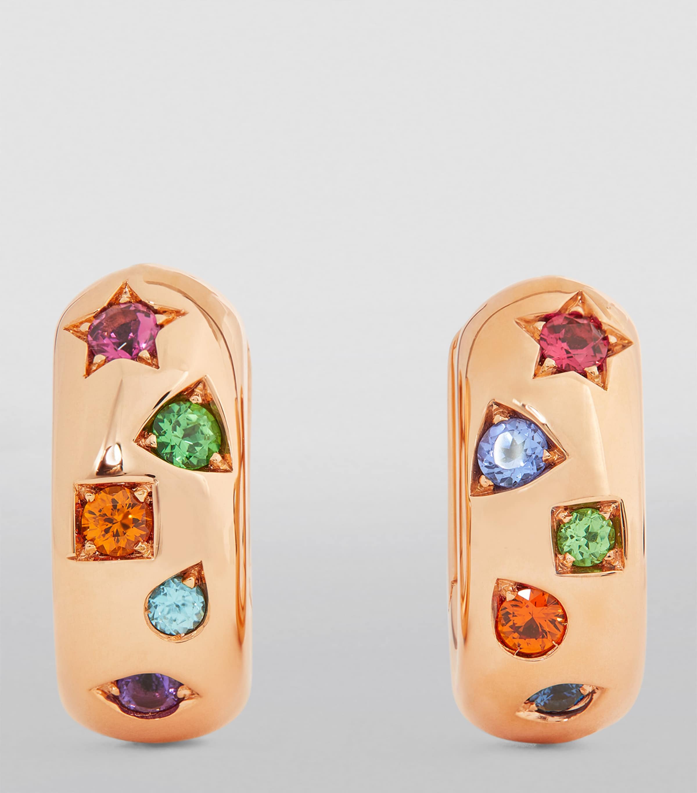 Rose Gold and Multicoloured Gemstone Iconica Earrings 000VA Image 2