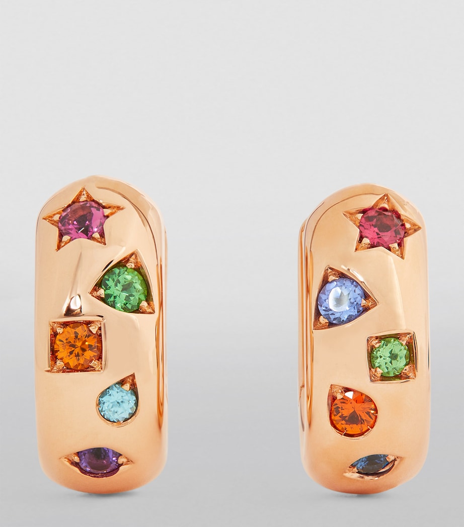 Rose Gold and Multicoloured Gemstone Iconica Earrings 000VA Image 2