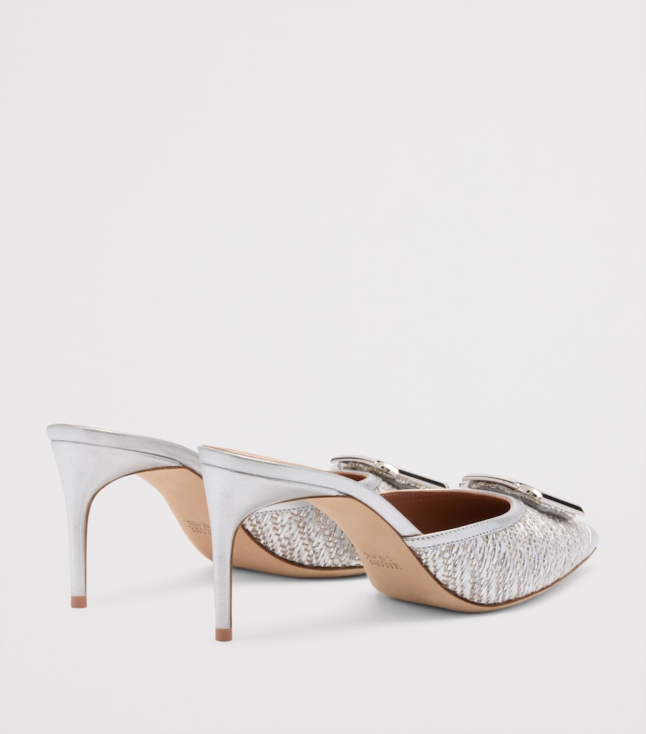 Metallic Raffia Mona Heeled Mules 70 SILVER Image 4
