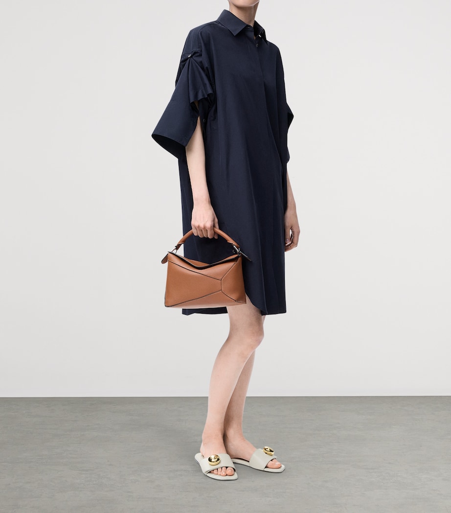 Cotton Mini Shirt Dress NAVY BLUE Image 2