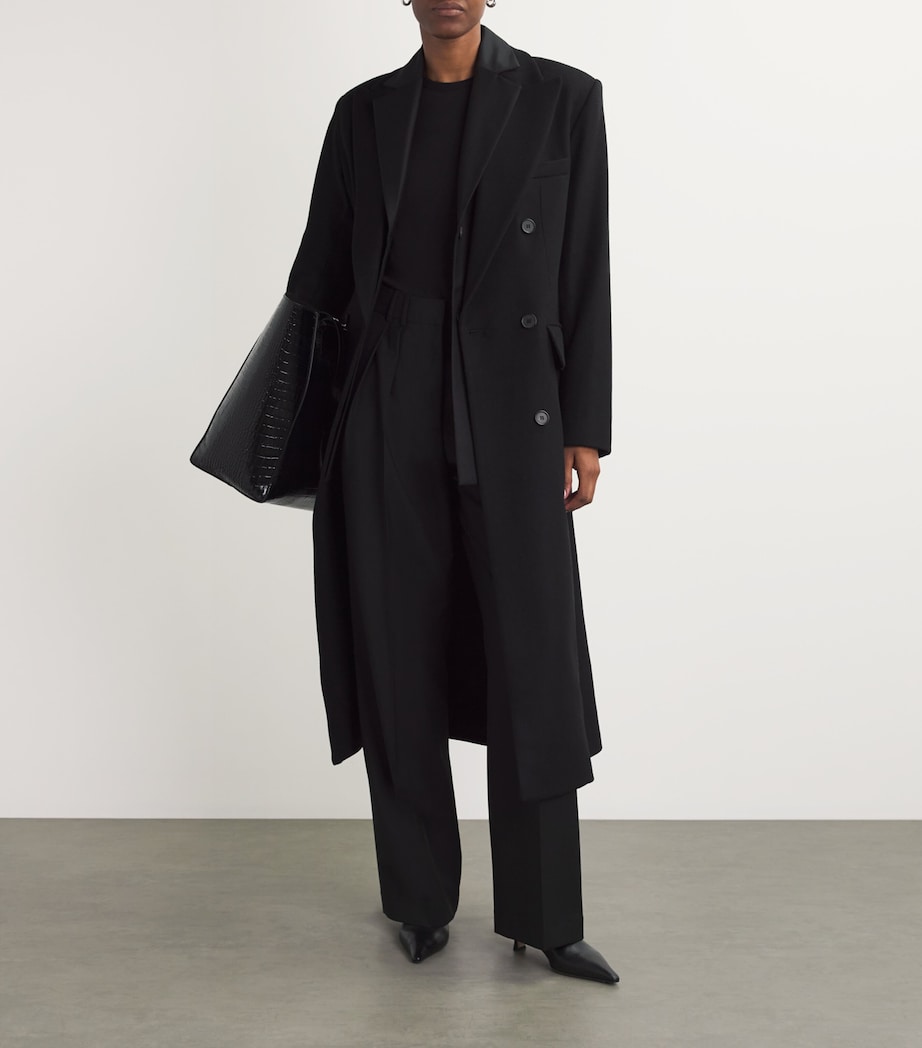 Wool Double-Breasted Coat SOLID BLACK Image 2