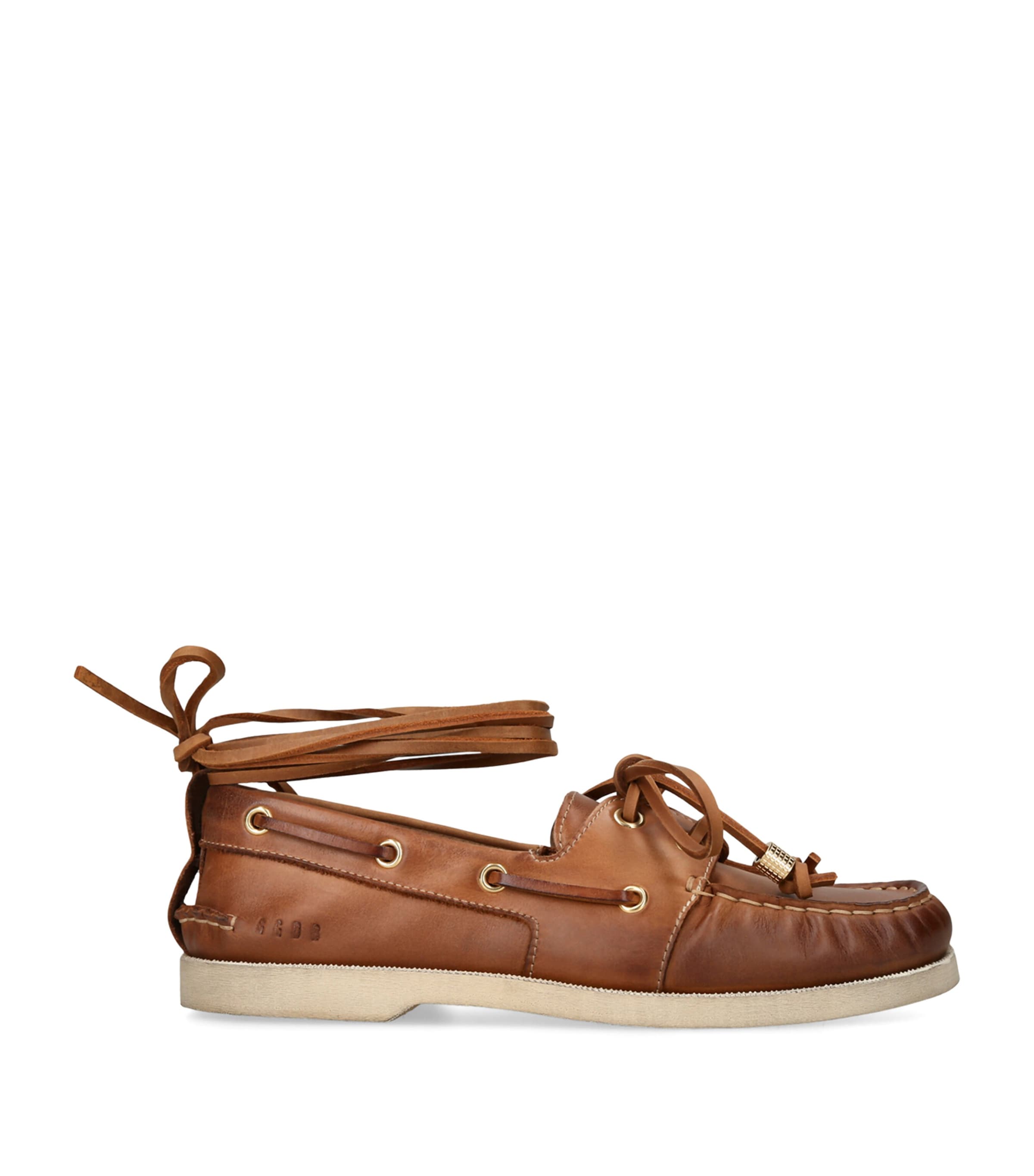 Golden Goose Leather Barca Boat Shoes In Brown
