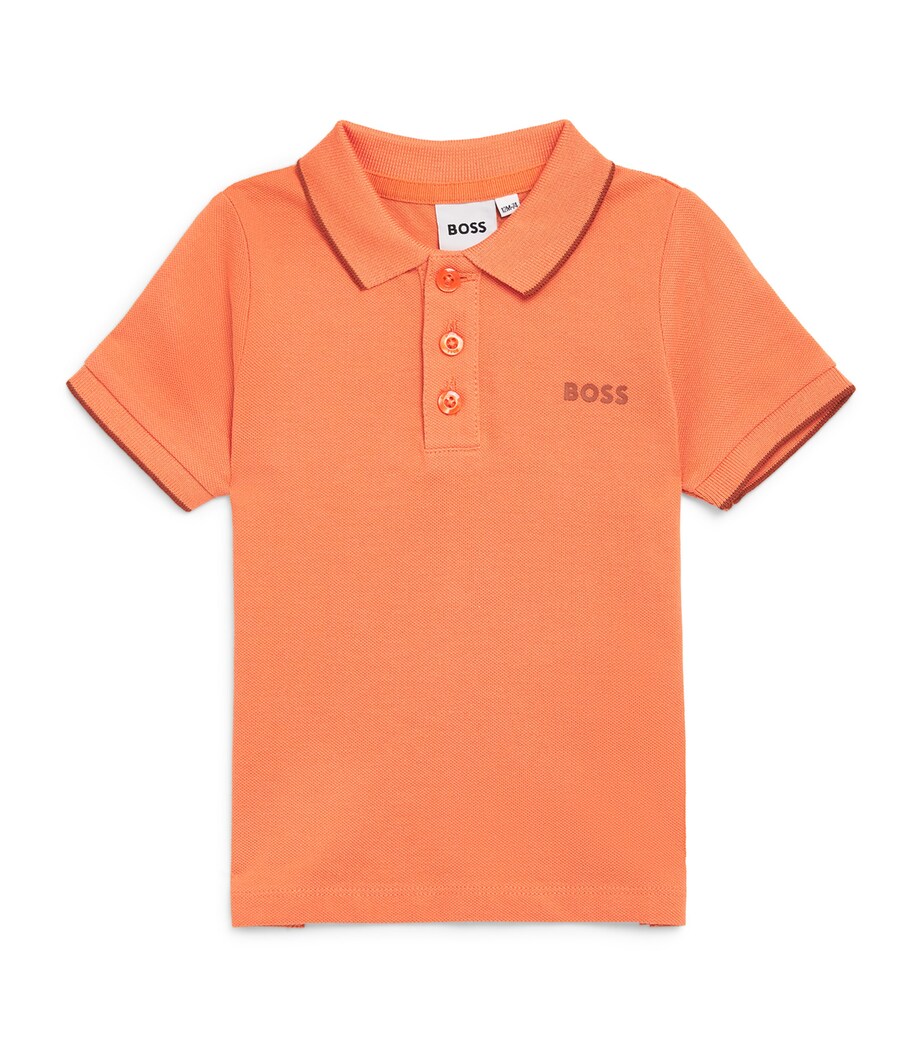 BOSS Kidswear Cotton Logo Polo Shirt (3-18 Months) Bright Red Image 1