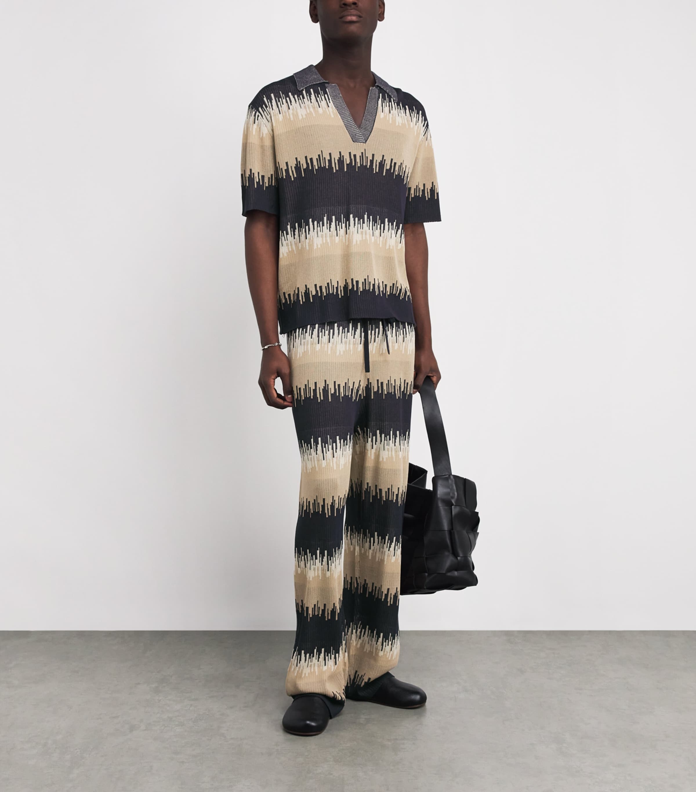 COMMAS Mens Jacquard Wave Polo Shirt Image 2