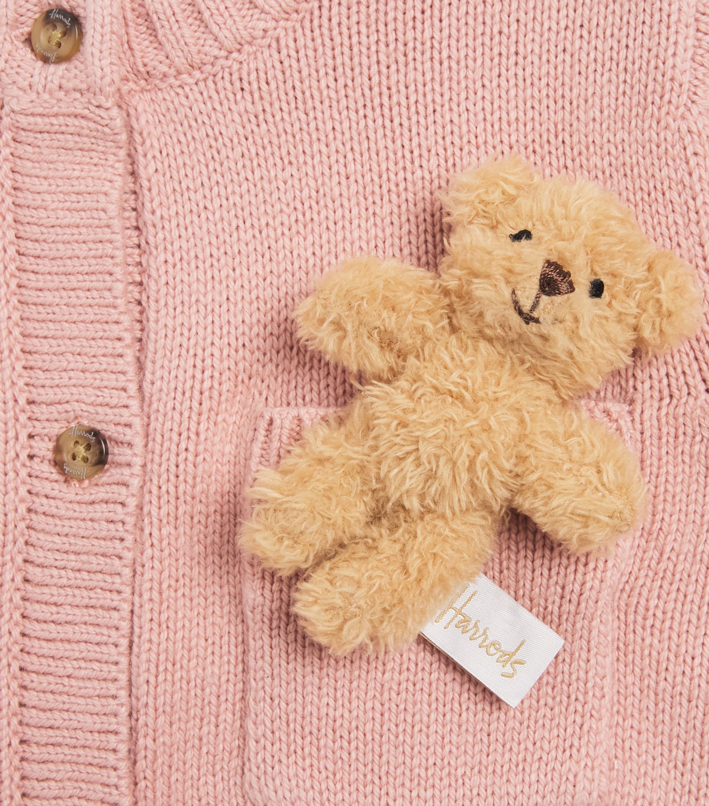 Harrods Bear Pocket Cardigan (2-8 Years) Pink Image 4