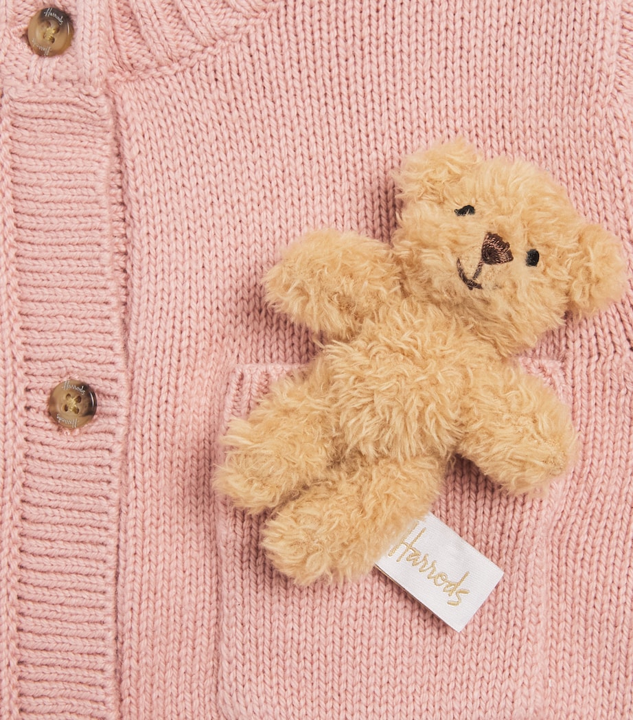 Harrods Bear Pocket Cardigan (2-8 Years) Pink Image 4