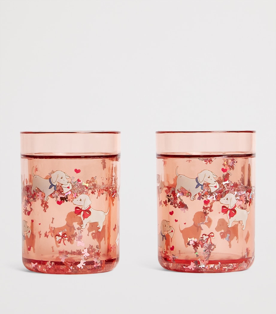 Set of 2 Glitter Cups WOOF LETTER ROSE Image 2