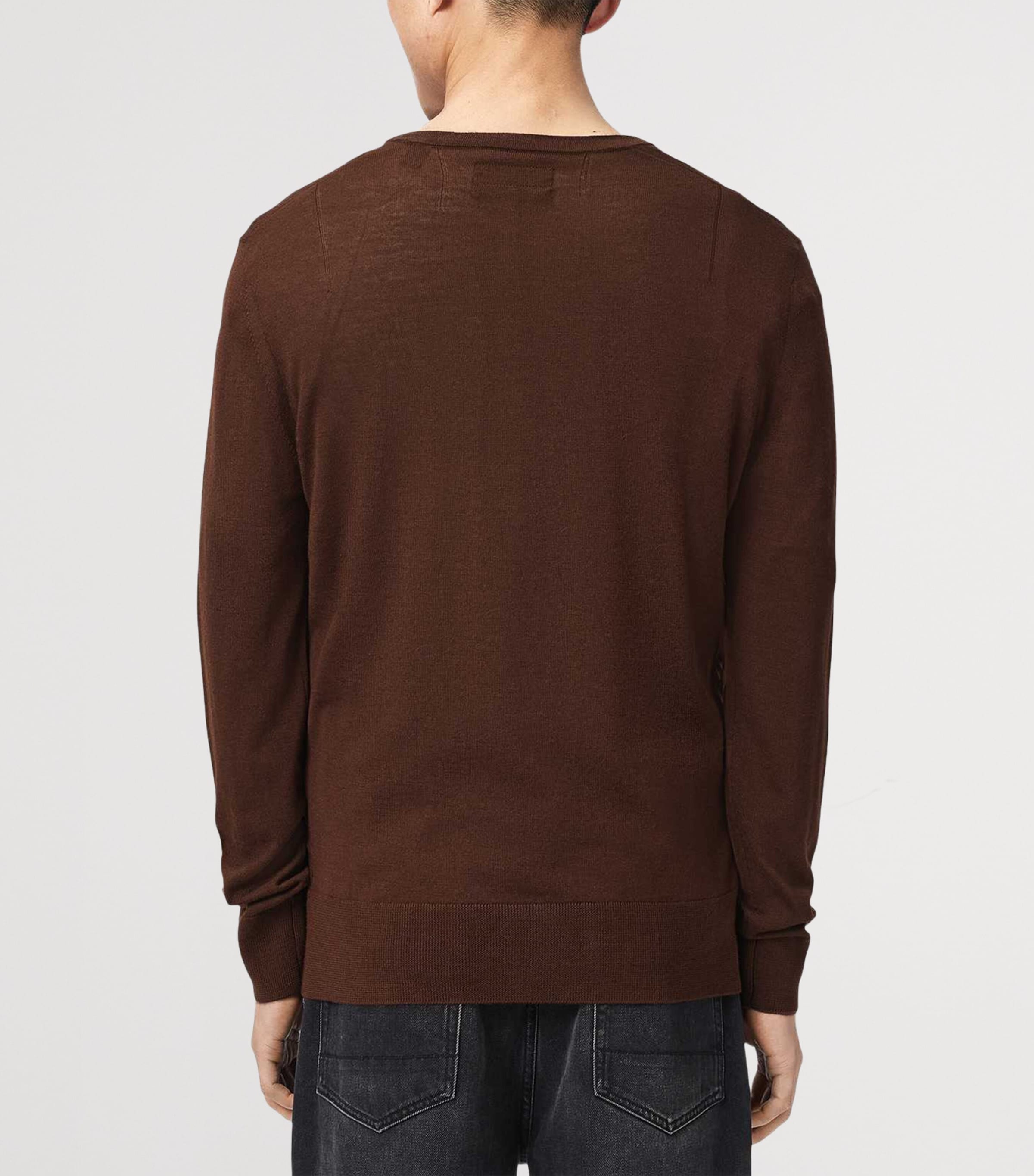 AllSaints Mens Merino Wool Mode Sweater Hot Choc Brown Image 4