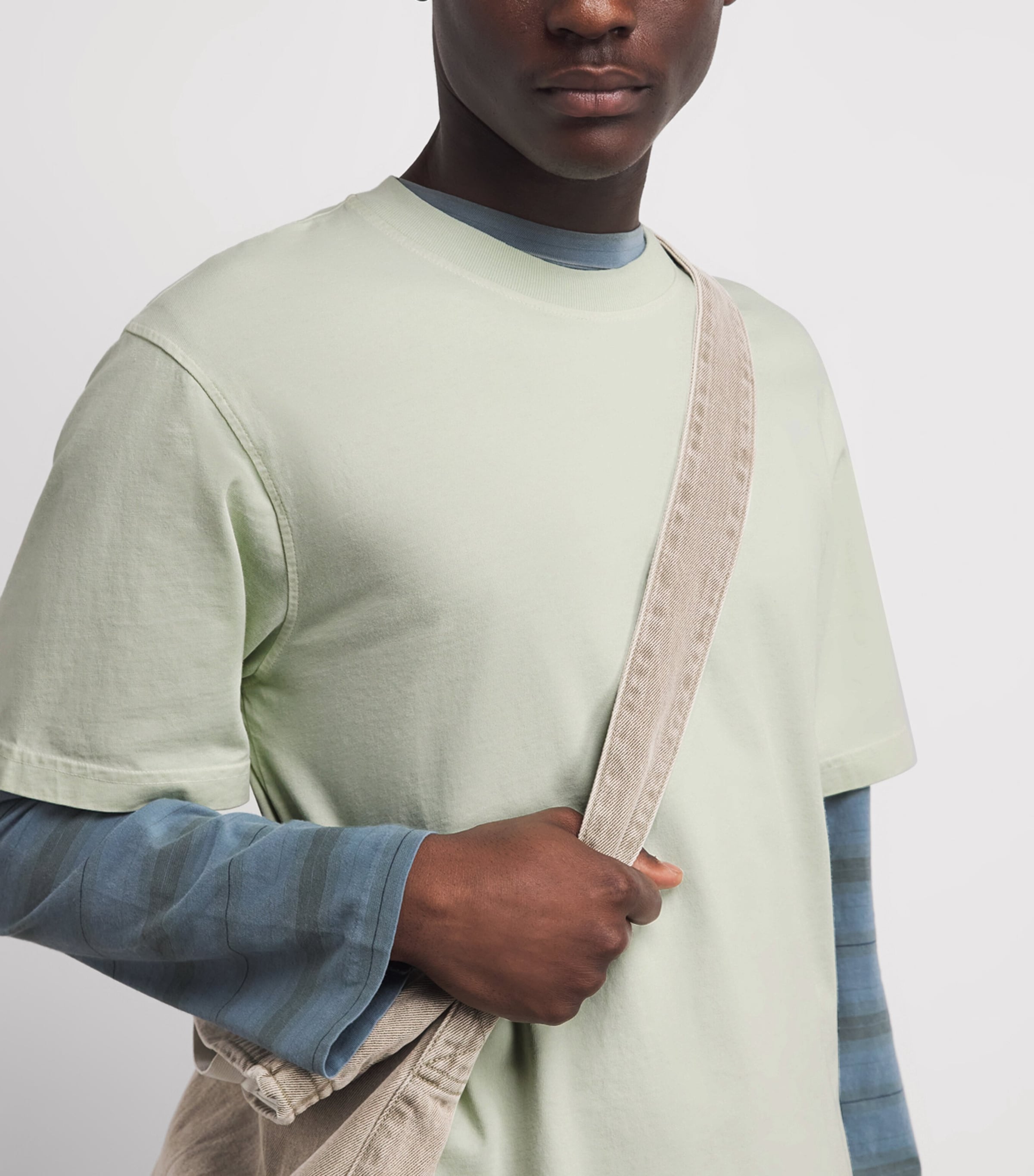 AGOLDE Mens Cotton Asha T-Shirt Mint Crm Seafoam Grn Image 3