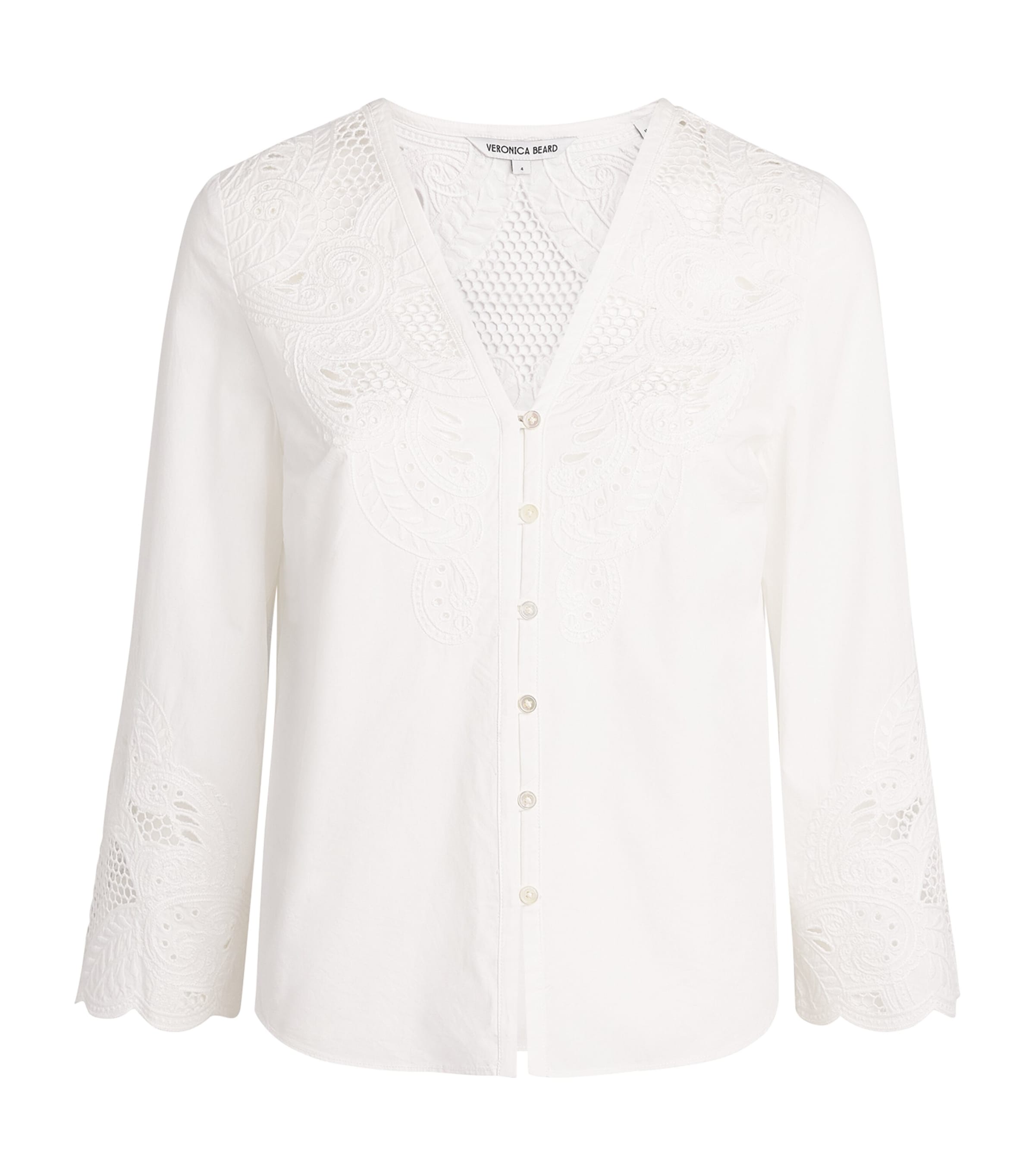 Veronica Beard Womens Cotton Suniva Blouse White Image 1
