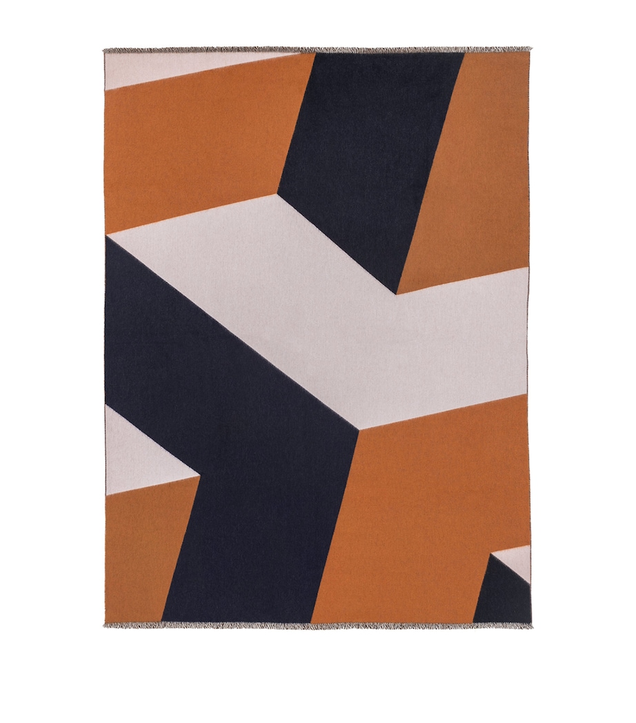 Cashmere Kintail Cubist Throw (140cm x 200cm) CAMEL NAVY Image 1