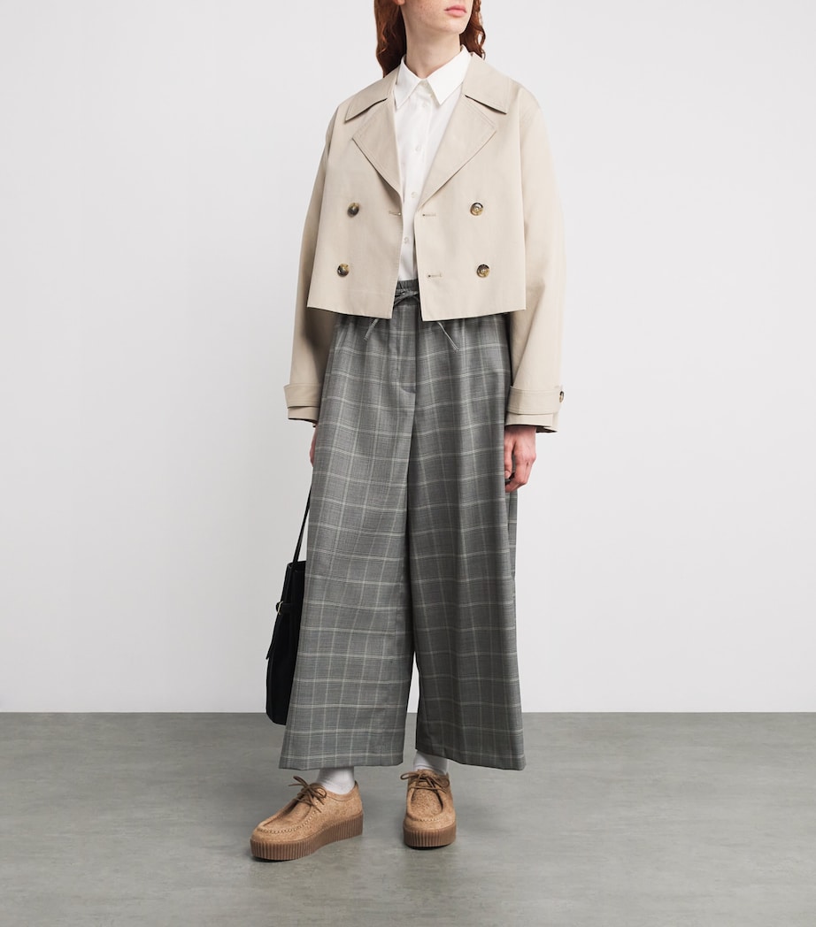 Wool-Blend Check Wide-Leg Trousers MEDIUM GREY Image 2