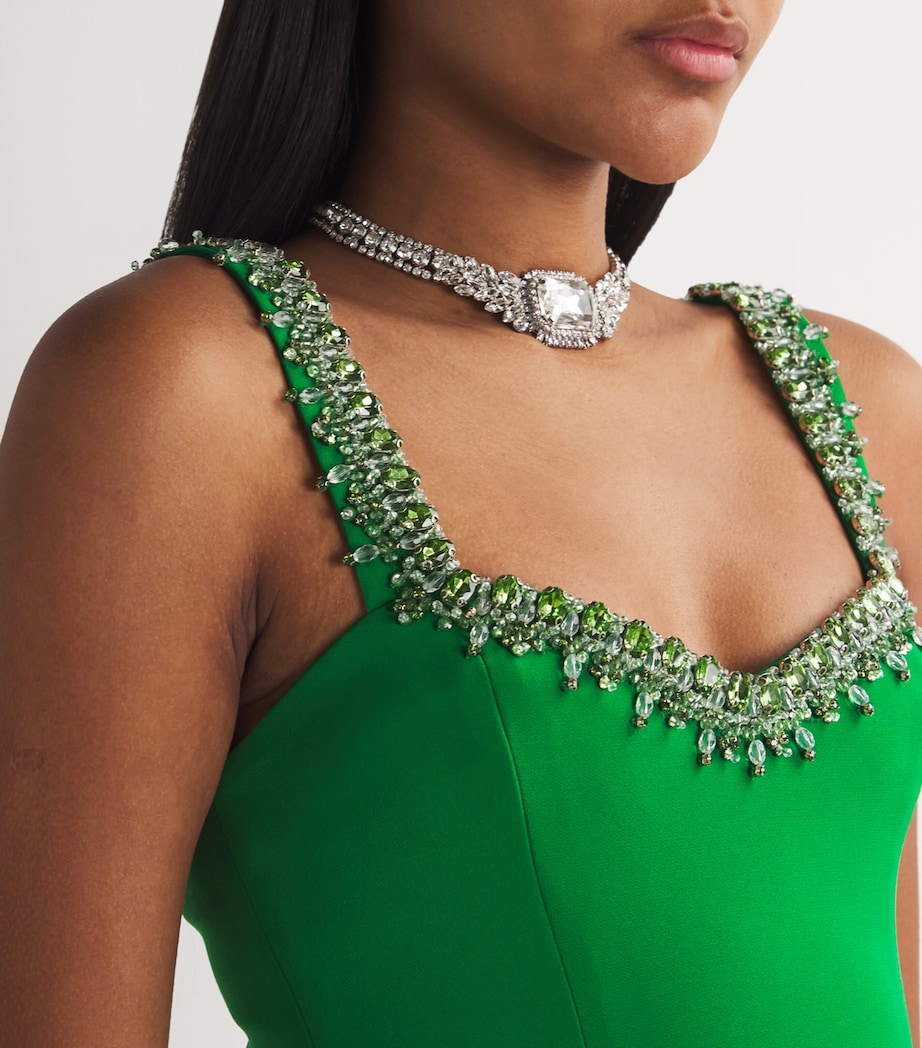 SABINA BILENKO Womens Embellished Helen Mini Dress Green Image 4
