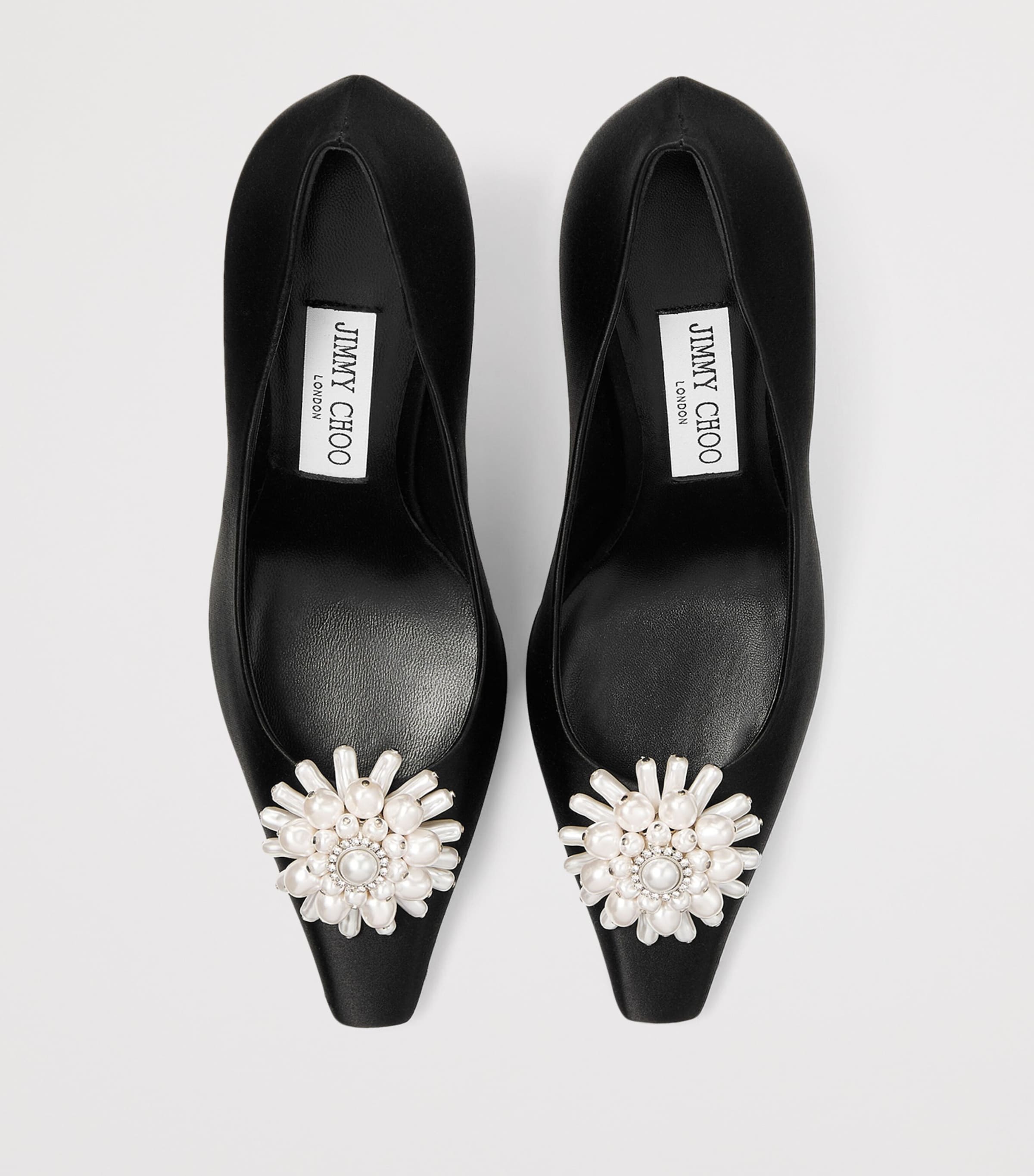 Jimmy Choo Black Ines 85 Satin Pearl Pumps | Harrods US