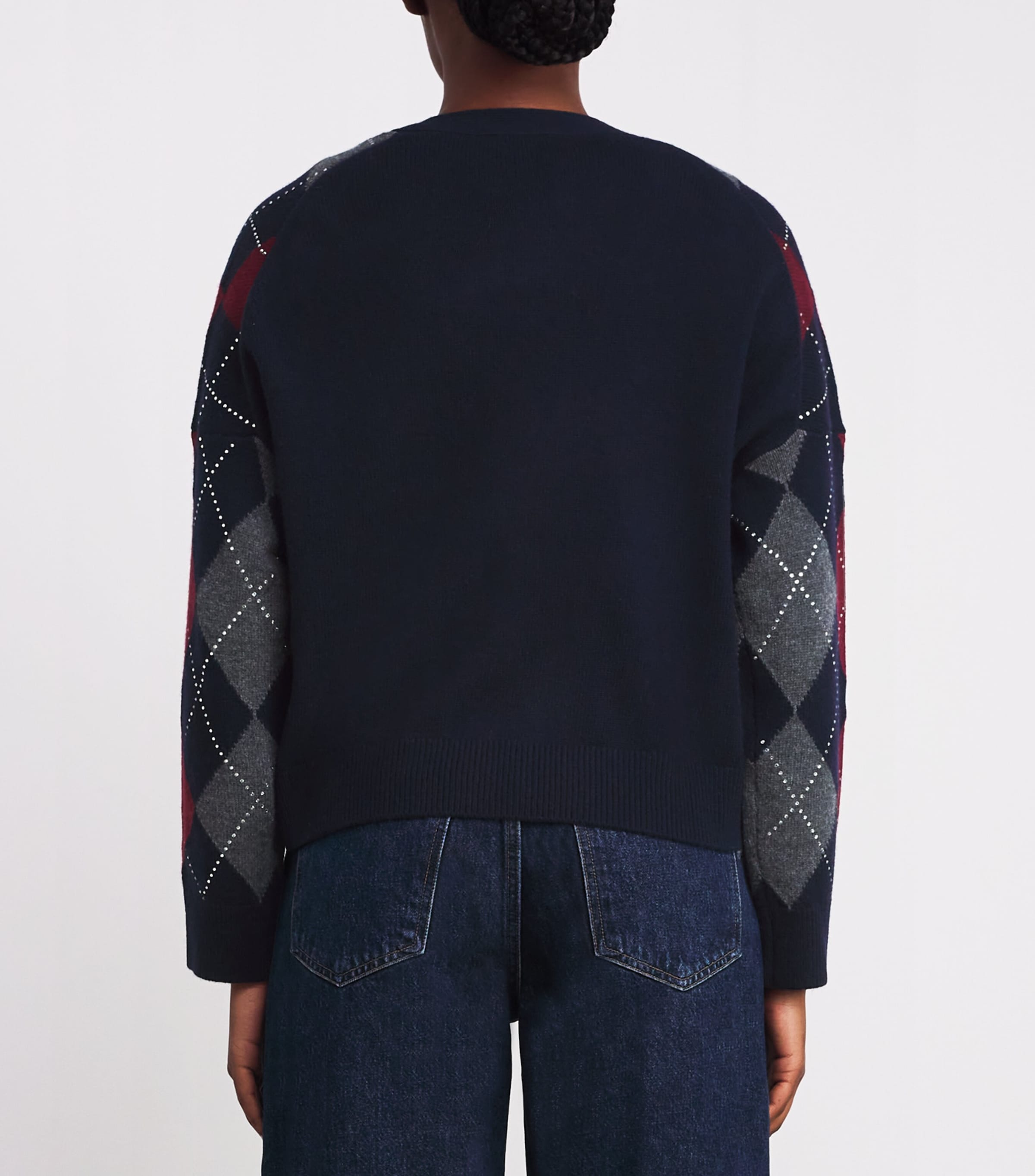 Wool Argyle Cardigan NAVY Image 4