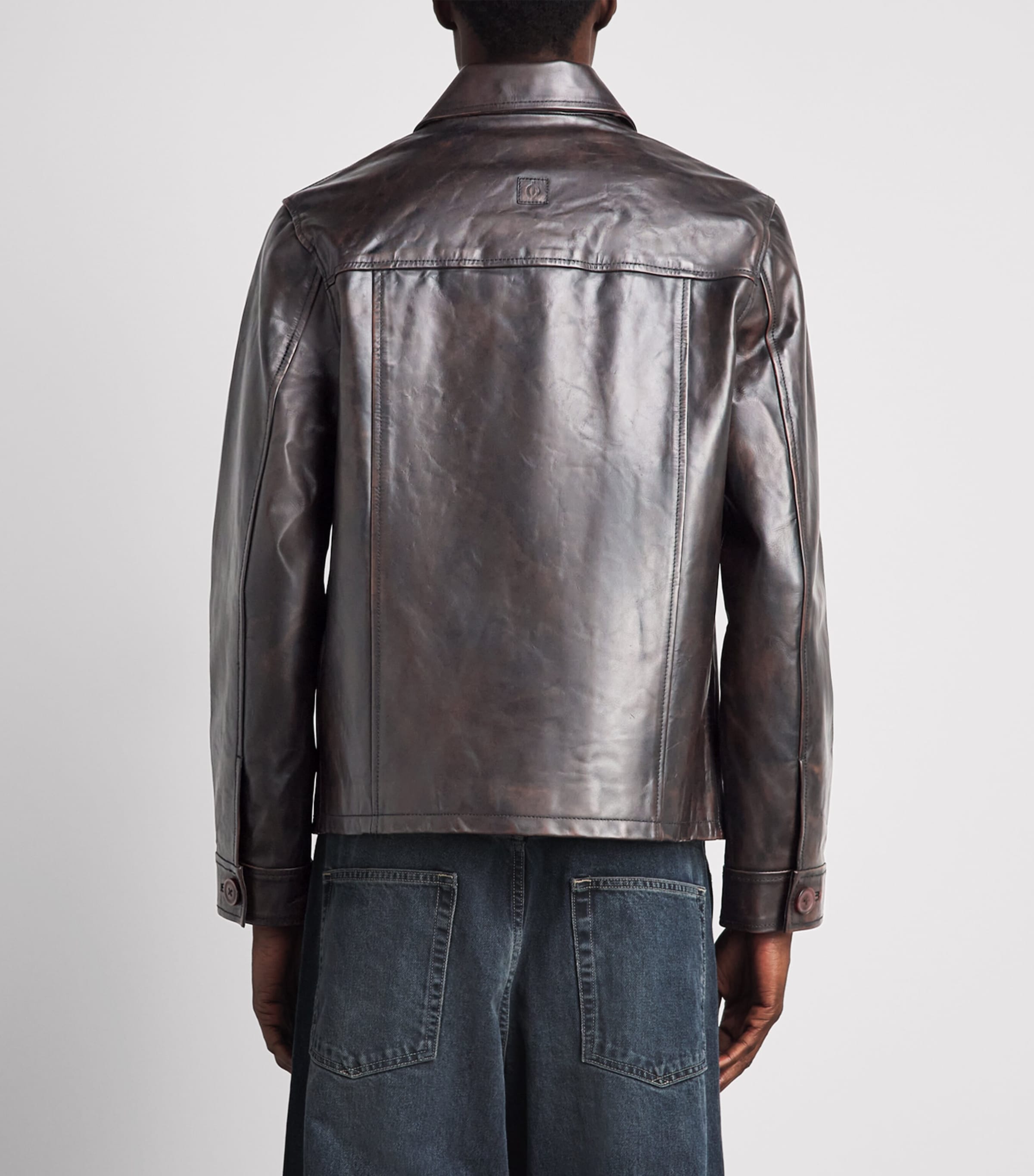 Samsøe Samsøe Mens Leather Samilton B Jacket Washed Brown Image 5