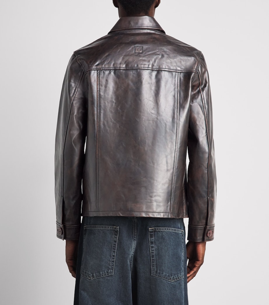 Samsøe Samsøe Mens Leather Samilton B Jacket Washed Brown Image 5