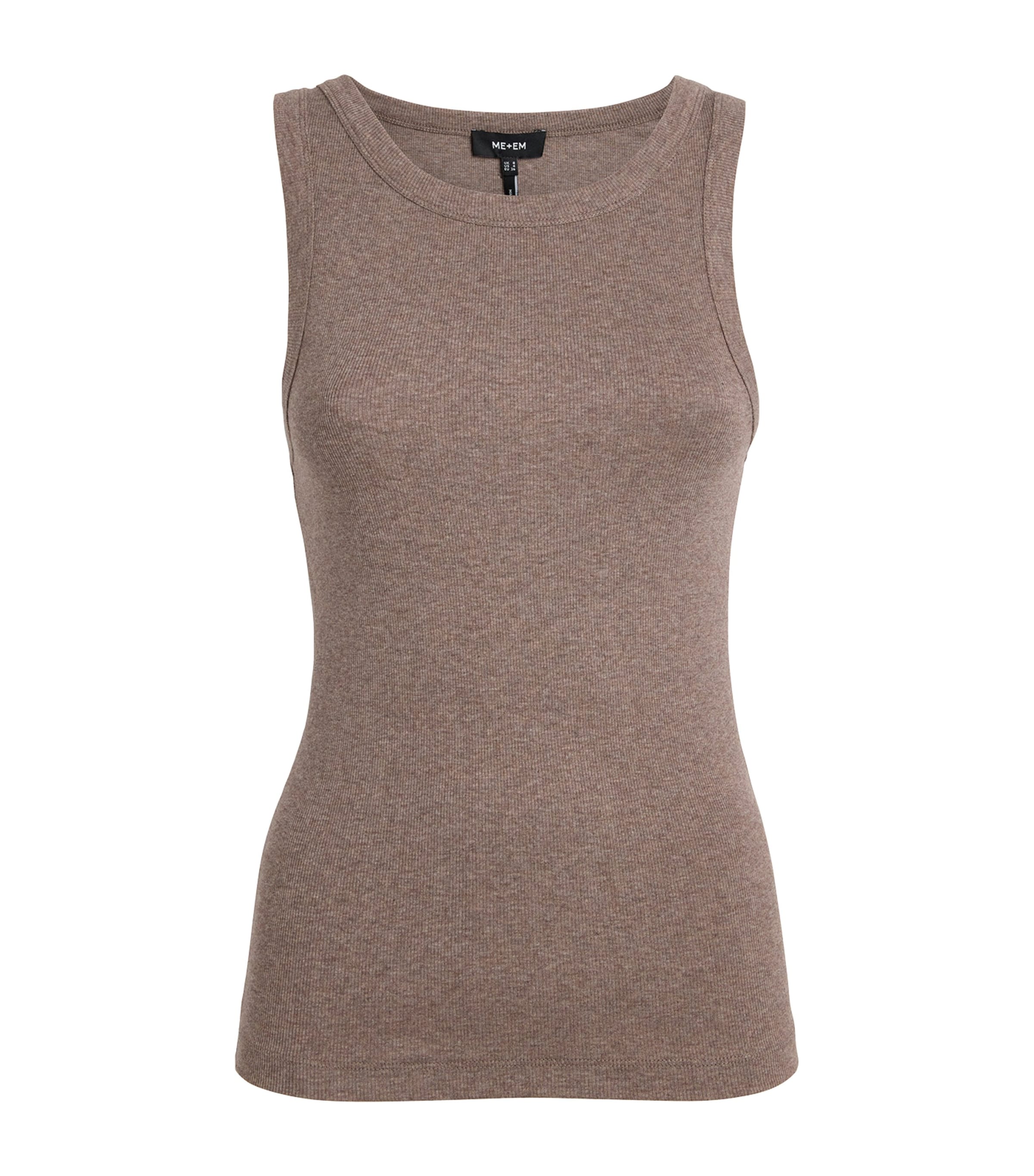 Me+em Stretch-cotton Ultimate Ribbed Vest In Brown