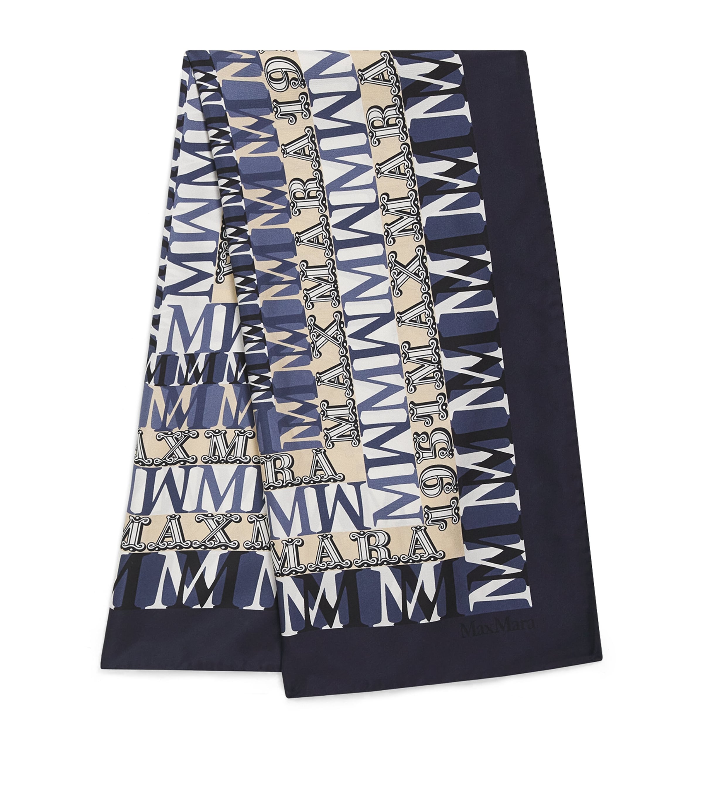 Max Mara Silk Printed Square Scarf In Blue