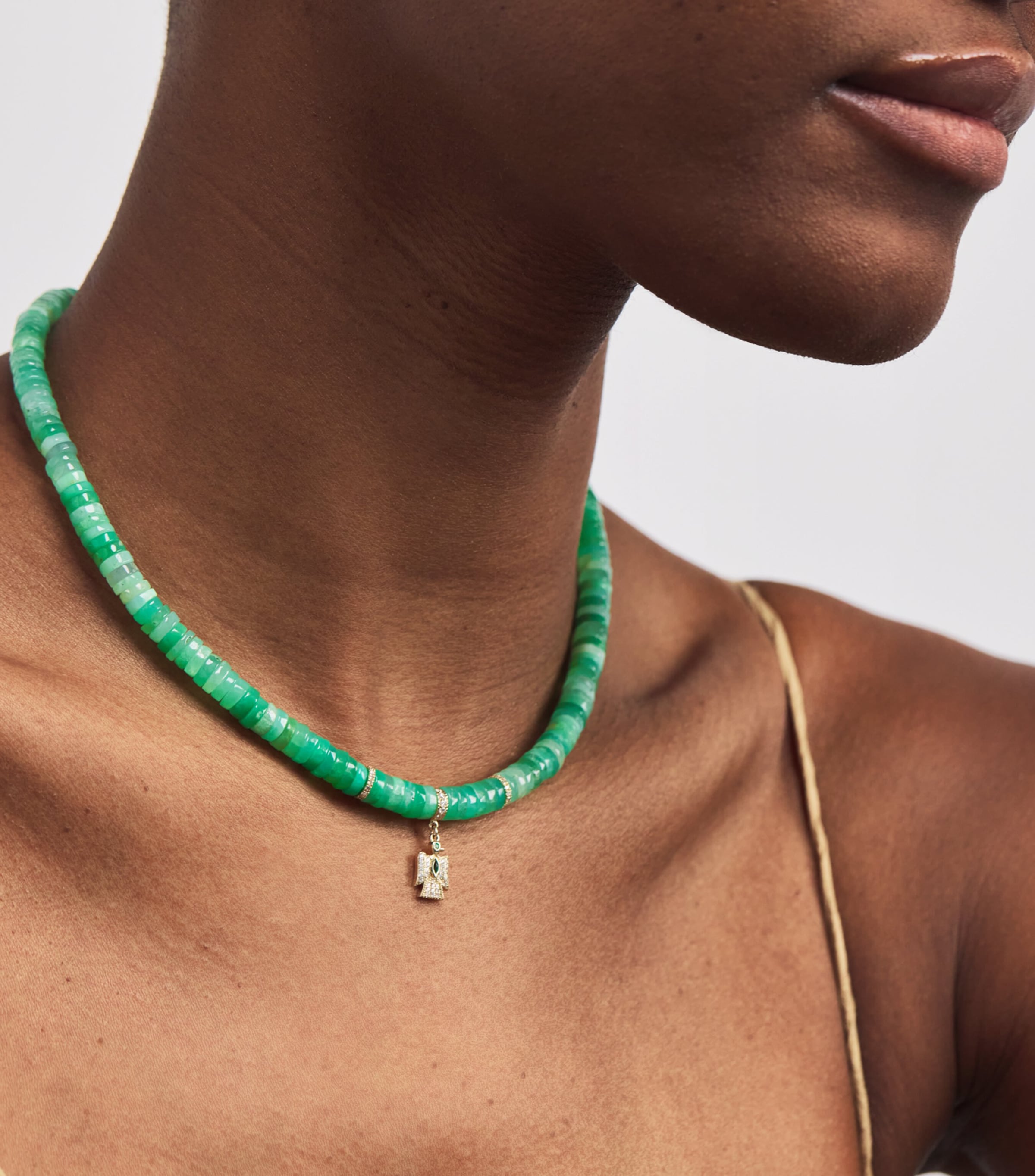 Yellow Gold and Emerald Thunderbird Beaded Necklace YELLOW GOLD Image 4