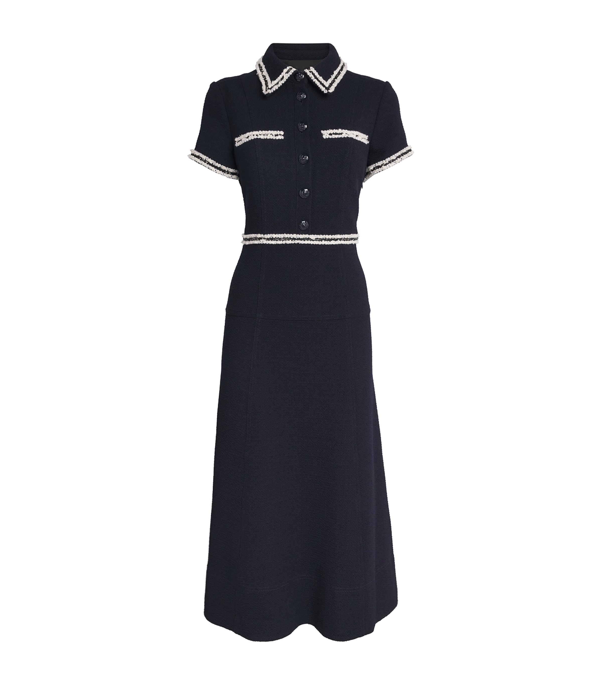 ME+EM Womens Textured Midi Shirt Dress Navy Image 1