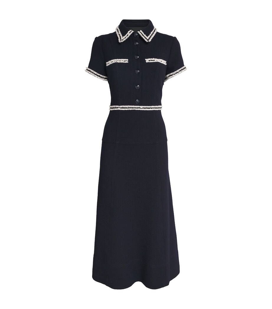 ME+EM Womens Textured Midi Shirt Dress Navy Image 1