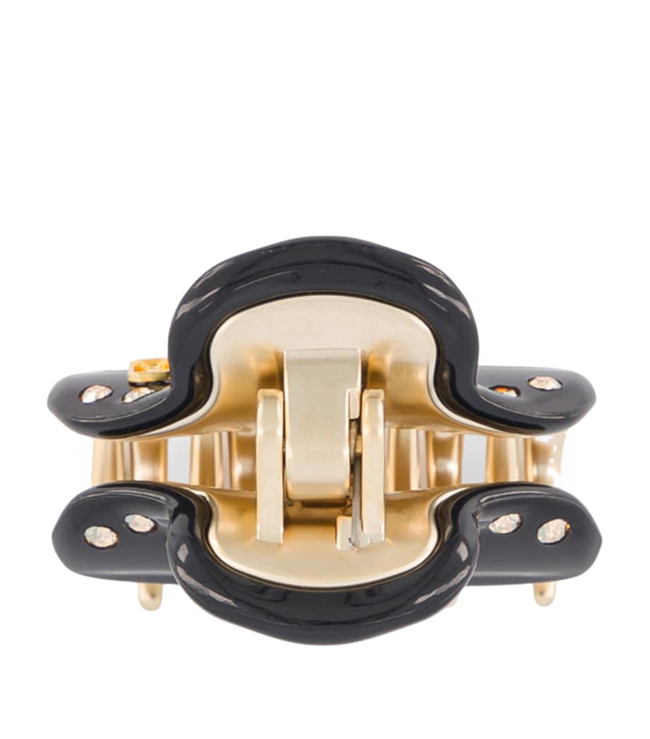 Alexandre de Paris Gold-Plated Crystal-Embellished Claw Hair Clip Noir B/or Image 3
